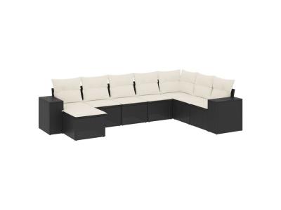 VIDAXL  Salon de jardin 8 pi&egrave;ces - Noir r&eacute;sine tress&eacute;e