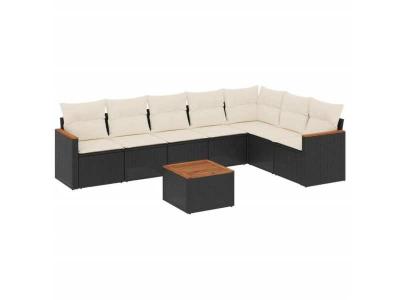 VIDAXL  Salon De Jardin 8 Pcs Avec Coussins Noir R&eacute;sine Tress&eacute;e