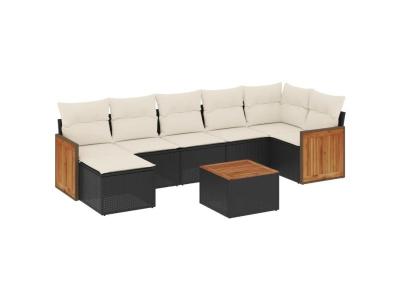 VIDAXL Salon de jardin modulable rotin noir 8 pieces x 59 x 69 7 personnes