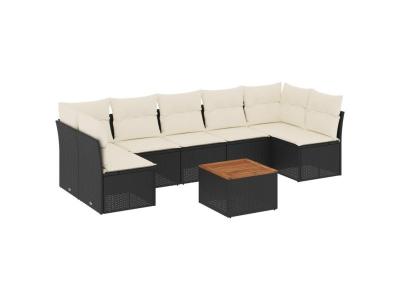 VIDAXL  Salon de jardin avec coussins 8 pcs - Noir