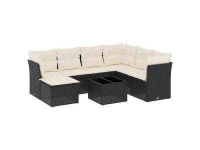 VIDAXL Salon de jardin modulable rotin 7 personnes noir 179 x 234 x 69 cm 8 pieces