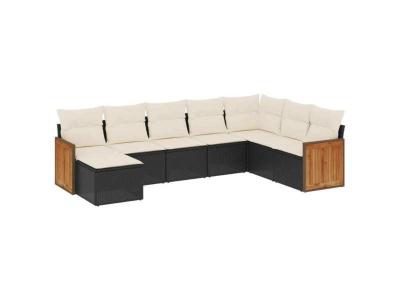 VIDAXL  Salon de jardin 8 pcs - R&eacute;sine tress&eacute;e noir