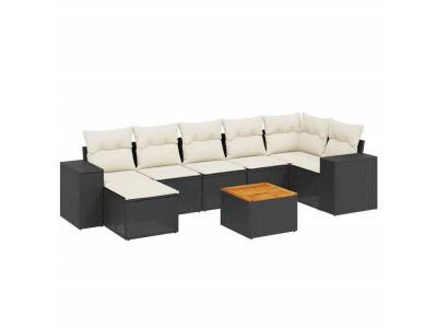 VIDAXL  Salon de Jardin 8 pcs avec Coussins - Noir