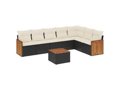 VIDAXL  Salon De Jardin 8 Pcs Avec Coussins Noir R&eacute;sine Tress&eacute;e