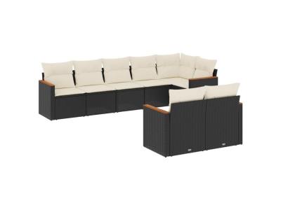 VIDAXL  salon de jardin 8 pcs - Noir r&eacute;sine tress&eacute;e