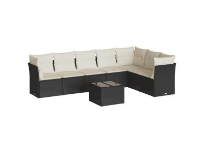 VIDAXL  Salon De Jardin 8 Pcs Avec Coussins Noir R&eacute;sine Tress&eacute;e