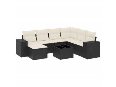 VIDAXL Salon de jardin 8 pcs - Noir