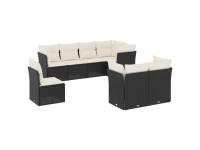 VIDAXL Salon de jardin 8 pcs avec coussins noir resine tressee