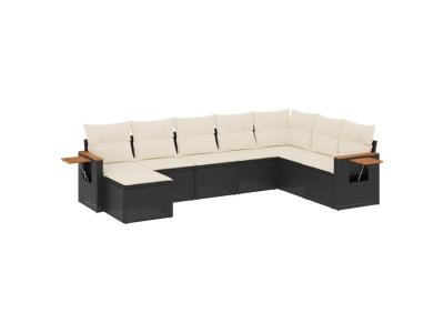 VIDAXL  Salon De Jardin 8 Pcs Avec Coussins Noir R&eacute;sine Tress&eacute;e