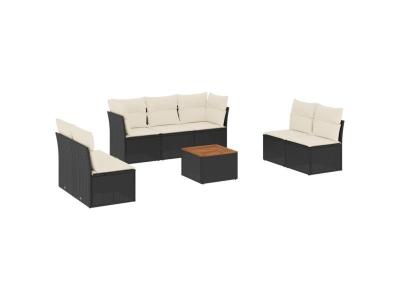 VIDAXL  Salon de jardin 8 pcs - Noir, r&eacute;sine tress&eacute;e