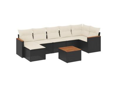 VIDAXL  Salon De Jardin 8 Pcs Avec Coussins Noir R&eacute;sine Tress&eacute;e