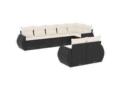 VIDAXL  Salon De Jardin 8 Pcs Avec Coussins Noir R&eacute;sine Tress&eacute;e