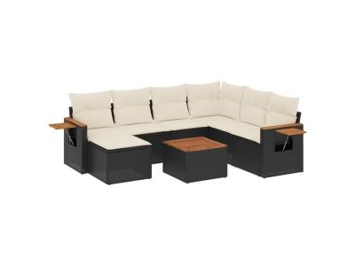 VIDAXL  - Salon de jardin 8 pcs avec coussins noir r&eacute;sine tress&eacute;e