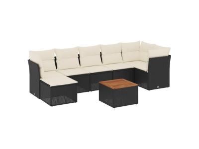 VIDAXL  Salon De Jardin 8 Pcs Avec Coussins Noir R&eacute;sine Tress&eacute;e