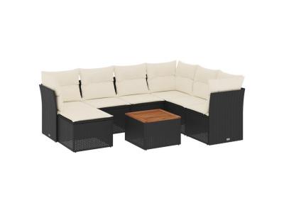VIDAXL  Salon De Jardin 8 Pcs Avec Coussins Noir R&eacute;sine Tress&eacute;e