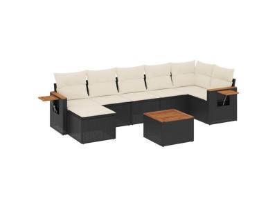 VIDAXL  Salon de jardin 8 pcs - R&eacute;sine tress&eacute;e noire
