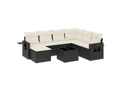VIDAXL Salon de jardin modulable rotin 8 pieces noir 62 x 55 x 69 cm 7 personnes