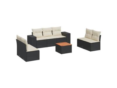 VIDAXL  Salon De Jardin 8 Pcs Avec Coussins Noir R&eacute;sine Tress&eacute;e