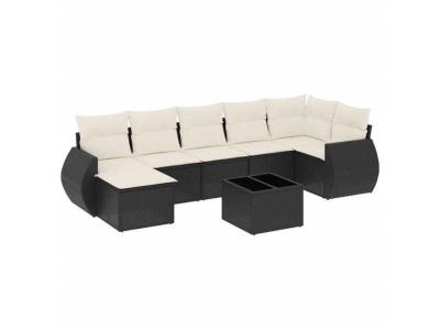 VIDAXL  Salon de jardin 8 pcs - Noir