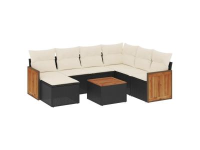 VIDAXL  Salon de jardin 8 pcs - Noir
