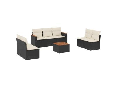 VIDAXL  Salon de jardin 8 pcs - Noir R&eacute;sine Tress&eacute;e