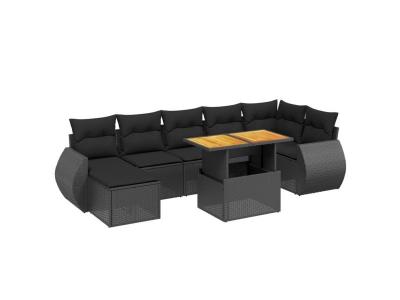  Vidaxl Salon De Jardin 8 Pcs Avec Coussins Noir R&eacute;sine Tress&eacute;e
