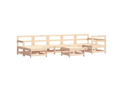  Salon de jardin modulable bois massif marron 8 pieces x 66 x 70.5 7 personnes 