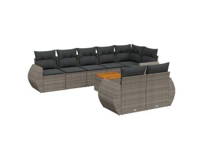 VIDAXL  Salon de jardin 9 pcs - Gris