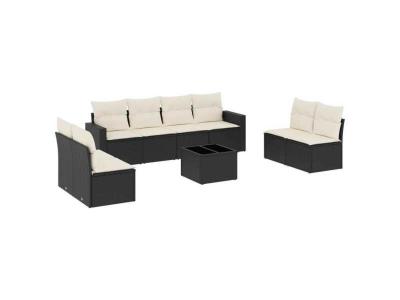 VIDAXL  Salon de jardin 9 pcs - Noir