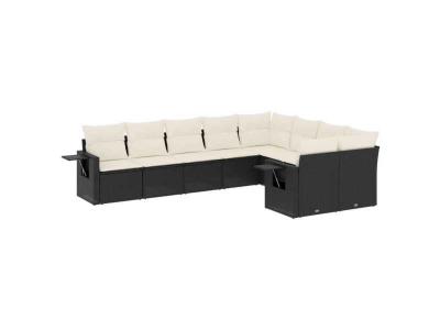 VIDAXL  Salon De Jardin 9 Pcs Avec Coussins Noir R&eacute;sine Tress&eacute;e