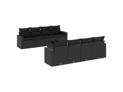 VIDAXL  Salon De Jardin 9 Pcs Avec Coussins Noir R&eacute;sine Tress&eacute;e