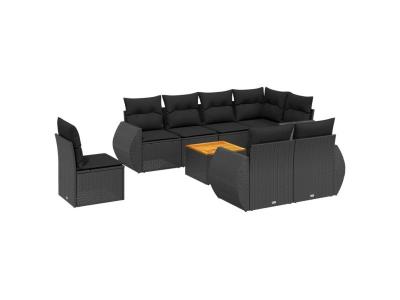 VIDAXL  Salon De Jardin 9 Pcs Avec Coussins Noir R&eacute;sine Tress&eacute;e