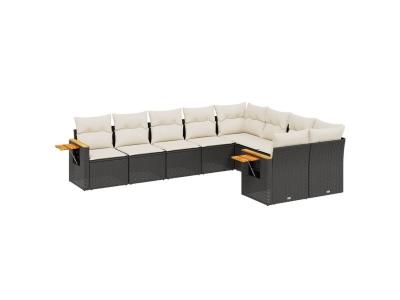 VIDAXL  Salon De Jardin 9 Pcs Avec Coussins Noir R&eacute;sine Tress&eacute;e