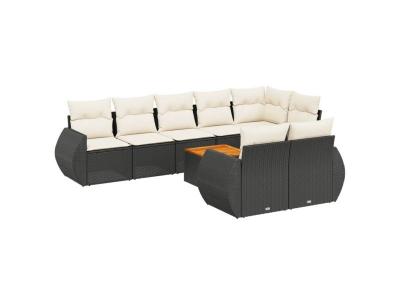 VIDAXL  Salon De Jardin 9 Pcs Avec Coussins Noir R&eacute;sine Tress&eacute;e