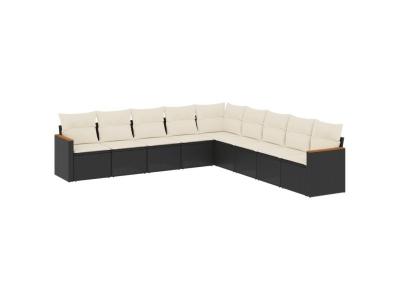 VIDAXL  Salon De Jardin 9 Pcs Avec Coussins Noir R&eacute;sine Tress&eacute;e