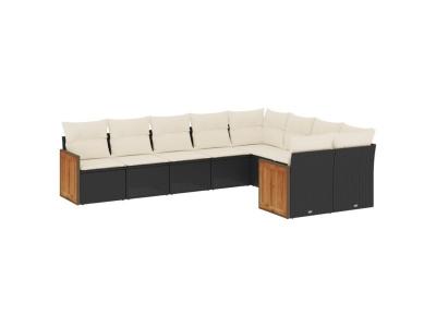 VIDAXL  Salon De Jardin 9 Pcs Avec Coussins Noir R&eacute;sine Tress&eacute;e