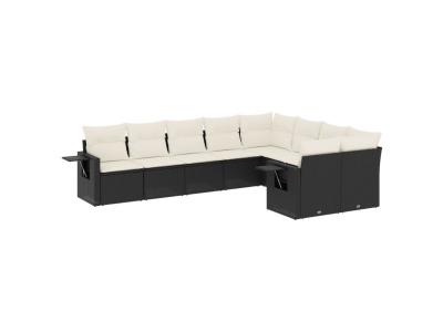 VIDAXL  Salon De Jardin 9 Pcs Avec Coussins Noir R&eacute;sine Tress&eacute;e