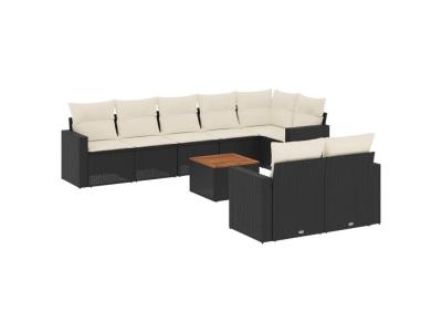 VIDAXL  Salon De Jardin 9 Pcs Avec Coussins Noir R&eacute;sine Tress&eacute;e