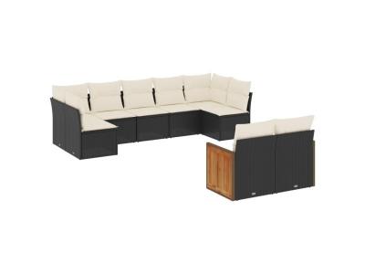 VIDAXL Salon de jardin modulable 9 pieces resine tressee noir 62 x 62 x 69 cm 9 personnes