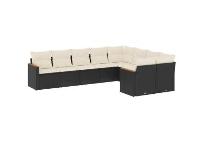 VIDAXL  Salon de jardin 9 pcs - Noir
