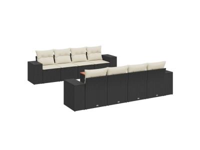 VIDAXL  Salon De Jardin 9 Pcs Avec Coussins Noir R&eacute;sine Tress&eacute;e