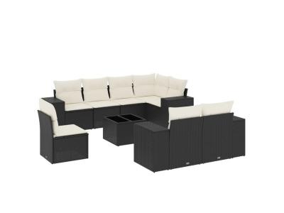 VIDAXL  Salon de jardin 9 pcs - Noir
