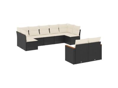 VIDAXL  Salon de jardin 9 pcs - Noir