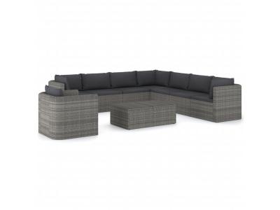  Ensembles de chaises, canap&eacute;s et tables de jardin resine tressee 8 personnes 9 pieces 