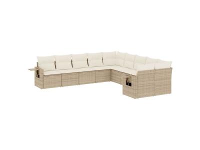 VIDAXL  Salon De Jardin Avec Coussins 10 Pcs Beige R&eacute;sine Tress&eacute;e