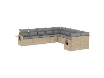 VIDAXL  Salon De Jardin Avec Coussins 10 Pcs Beige R&eacute;sine Tress&eacute;e