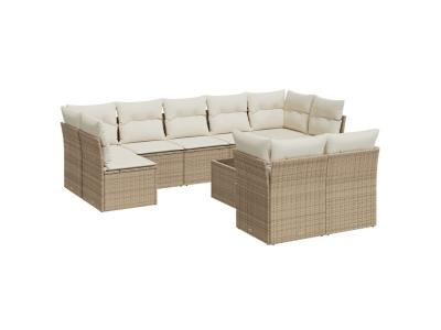 VIDAXL Salon de jardin modulable 10 pieces rotin beige 55 x 62 x 69 cm