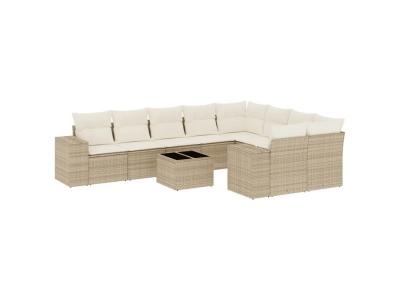 VIDAXL  Ensemble Salon de jardin 10 pcs - Beige