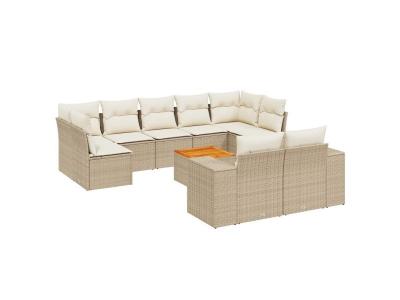 VIDAXL Salon de jardin modulable 10 pieces resine tressee 9 personnes 62 x 62 x 69 cm beige