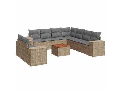 VIDAXL  Salon de jardin 10 pcs - Beige